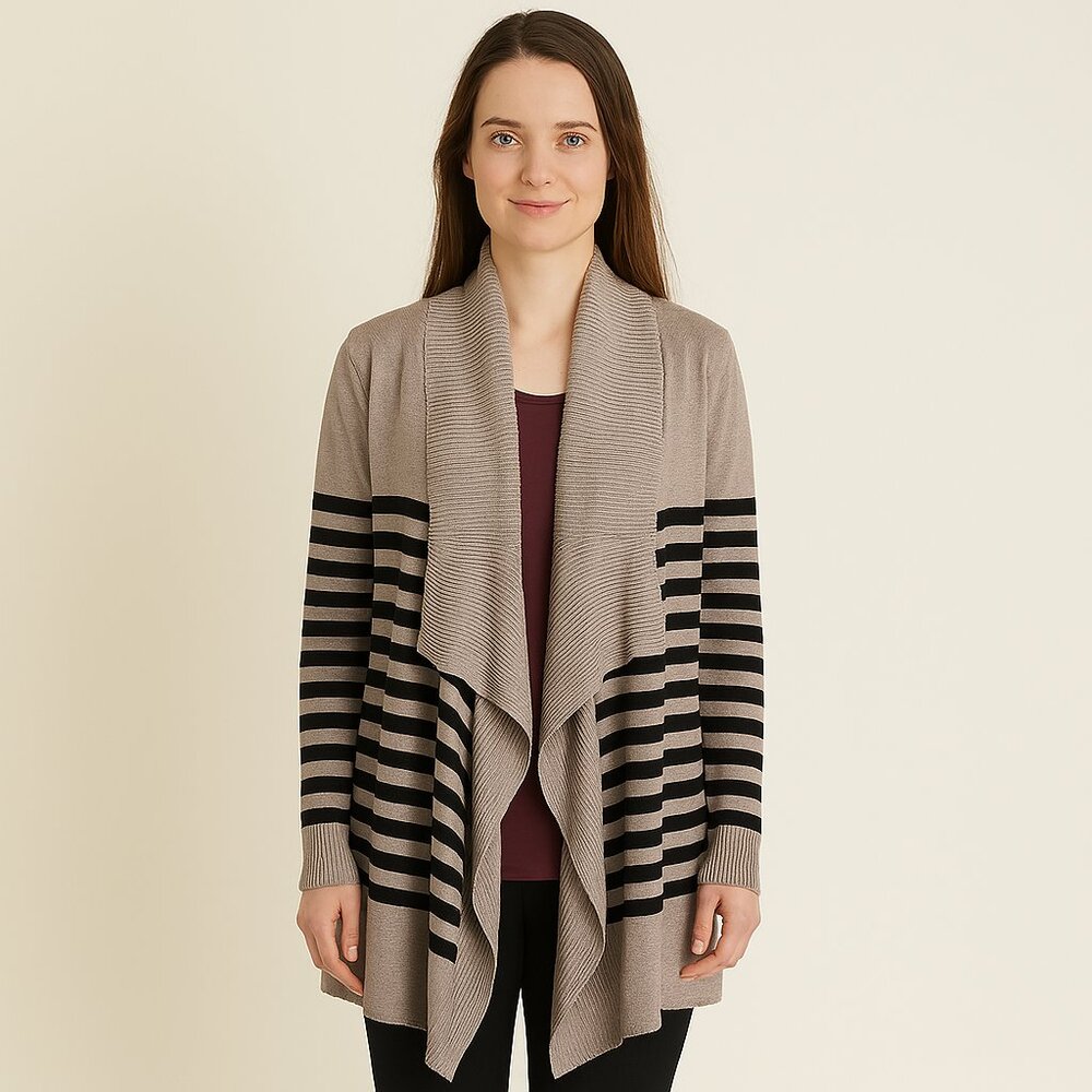 Red Brand Cardigan | Black, Taupe & Beige | Size XL